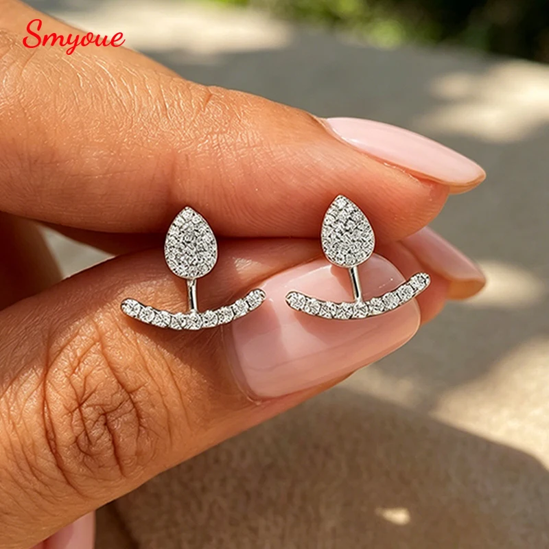

Smyoue New D Vvs1 Full Moissanite Stud Earrings for Women 100% 925 Silver Sparking Wedding Engagement Party Ear Jewelry Gifts