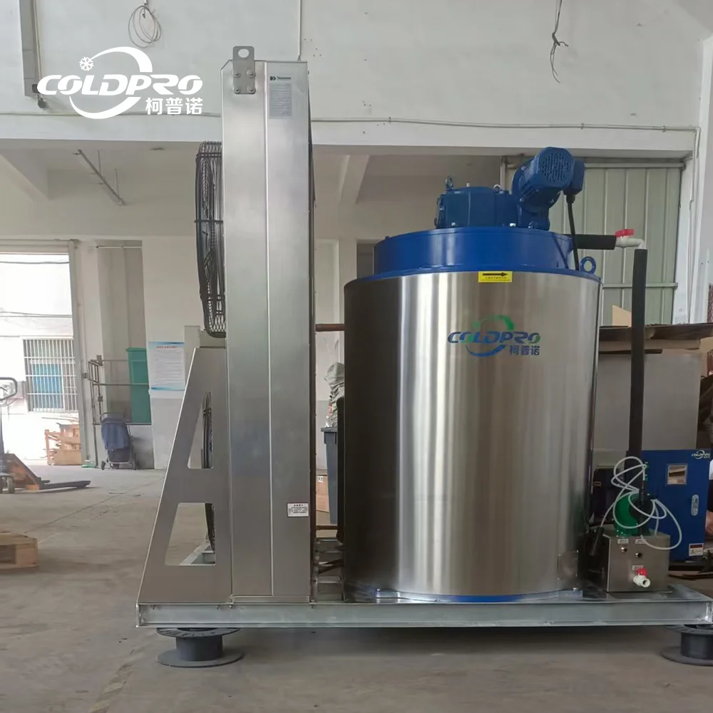 Manufacturer Wholesale Industrial Flake Ice Machine 150kg Storage Capacity Long Service Life 1/2/3/5/8 Ton Engine Motor Pump