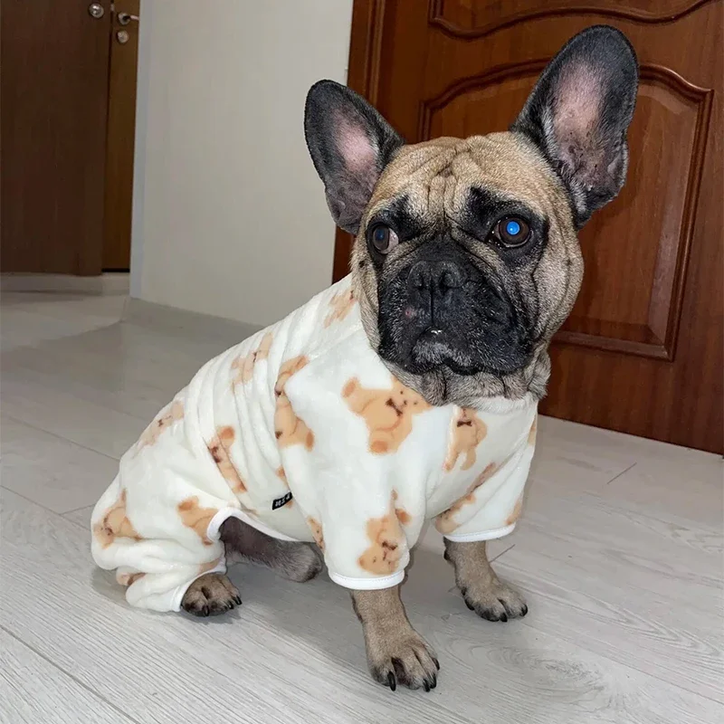 Pijamas para mascotas, mono de oso lindo para cachorros, Chaqueta de felpa para perros pequeños y medianos, ropa para gatos, disfraces de peluche para Chihuahua, Otoño e Invierno