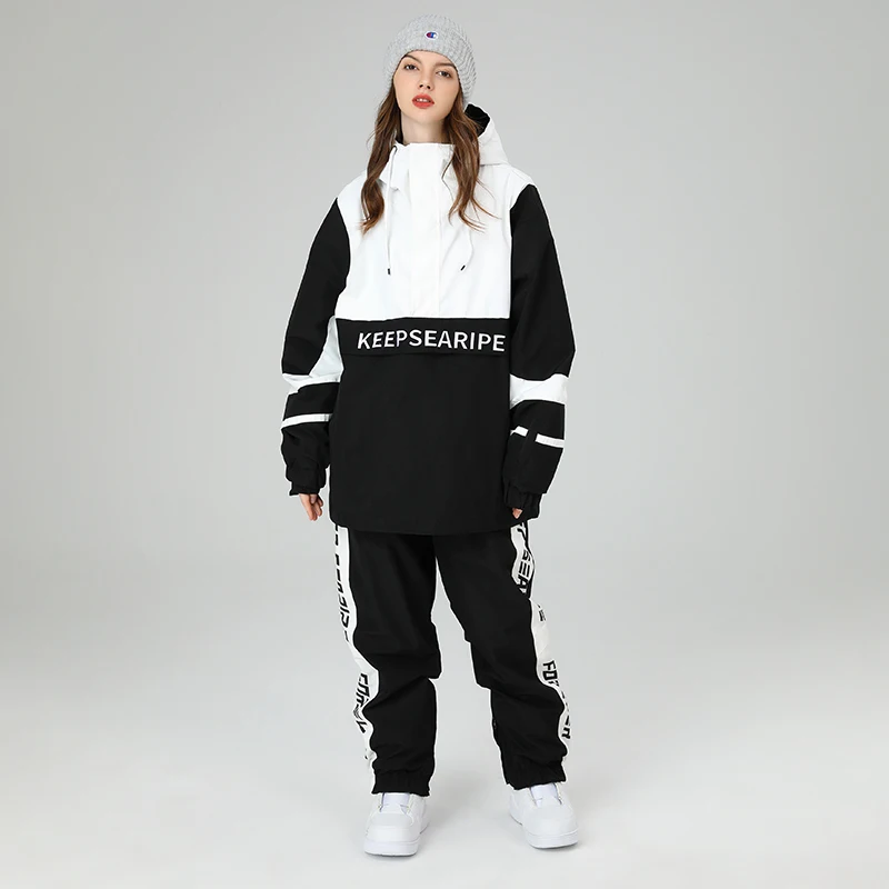 2022 Couple OVERSIZE Ski Suit Women Men Luxury Loose Hip-hop Version Snow Hoodie Suit Outdoor Warm Waterproof Snowboard Overalls