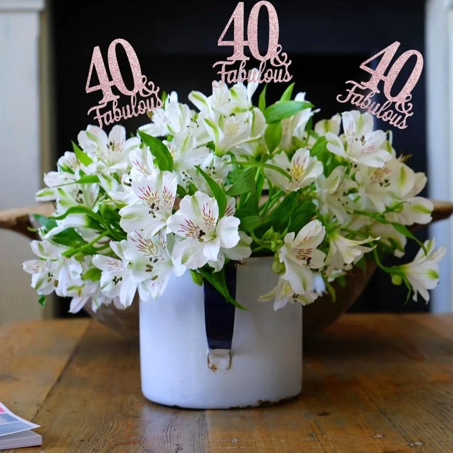 Confezione da 10 centrotavola favolosi e per il 40° compleanno su entrambi i lati per tavoli Numero 40 Centrotavola Bastoni Decorazione per la tavola per il 40° compleanno