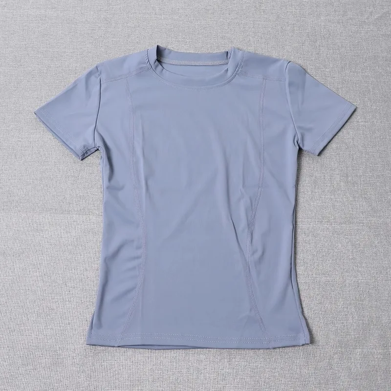 T-shirt da palestra a compressione ad asciugatura rapida da donna - Camicia da allenamento traspirante slim fit per corsa e allenamento Abbigliamento sportivo elastico in tinta unita