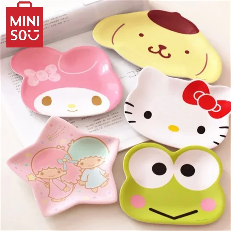 MINISO Sanrio Japanese Melody cartoon cute children melamine imitation set tableware cake snacks dried fruit plate small dish