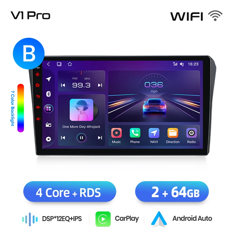 Junsun draadloze CarPlay Android Auto autoradio voor Toyota Avensis Mk2 (T250) 2003-2009 met ingebouwde koelventilator, Android GPS navigatie, multimediaspeler, WiFi, DSP, RDS, BT, SWC, IPS