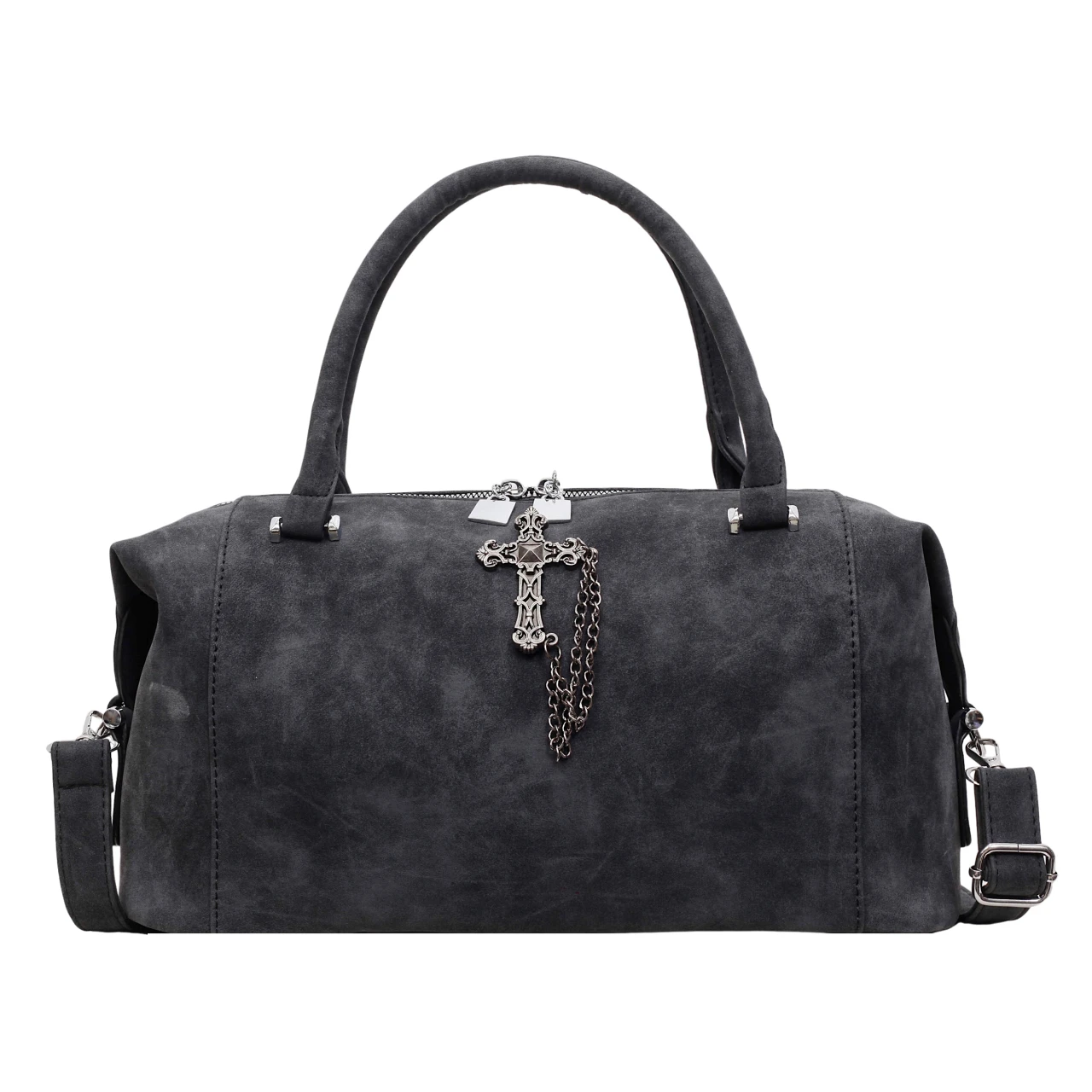 

Minimalist Soft PU Leather Crossbody Bag Fashion Streetwear Shoulder Purse with Cross Pendant Women's Chic Everyday Sling Bag