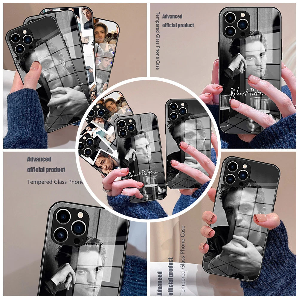 For Iphone 13 Pro Max Robert Pattinson Glass Phone Case for Iphone 14 13 12 11 Pro Max Plus X XR XS 8 7 Plus SE 2020 Covers