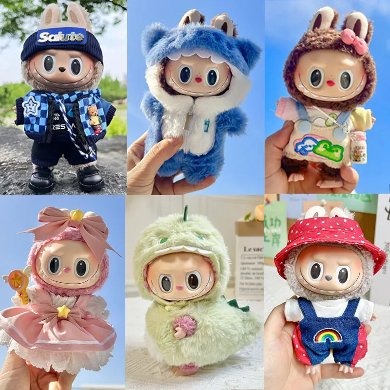 17cm Plush Doll'S Clothes Outfit Accessories For Korea Kpop Exo Labubu V1 V2 Idol Dolls Goose Dinosaur Macaron Clothing Gift