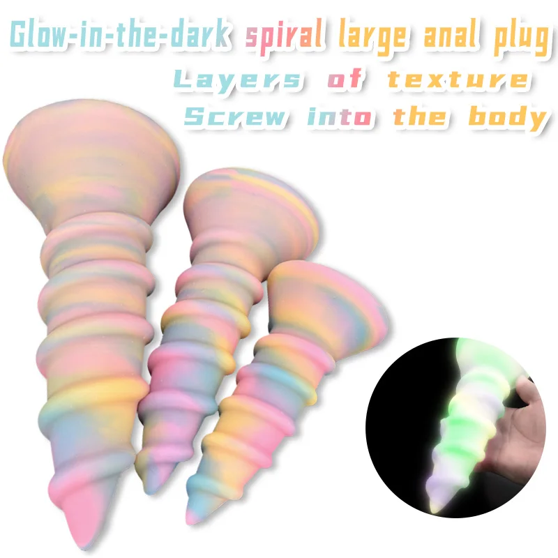 New Giant Luminous Anal Plug Spiral Alien Huge Butt Plug Suction Cup Dildo Soft Thick Anal Toy Sm Adults Woman Man Anal Expander