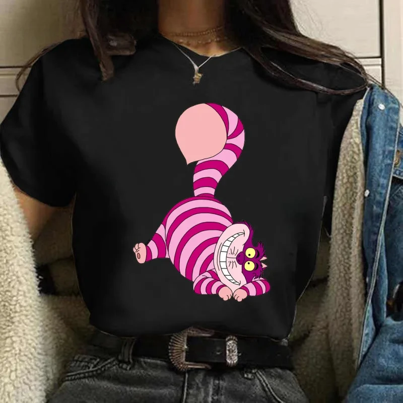 The Cheshire Cat Tshirt Women Print Alice In Wonderland Leisure Short Sleeve Trendy Cartoon summer Couple's short sleeve clothes