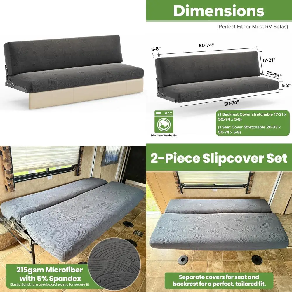 

Чехлы на диваны-кровати для автофургонов — 2-компонентные чехлы на спинку и сиденья для складной мебели для кемпера, идеально подходят для моделей RV F
