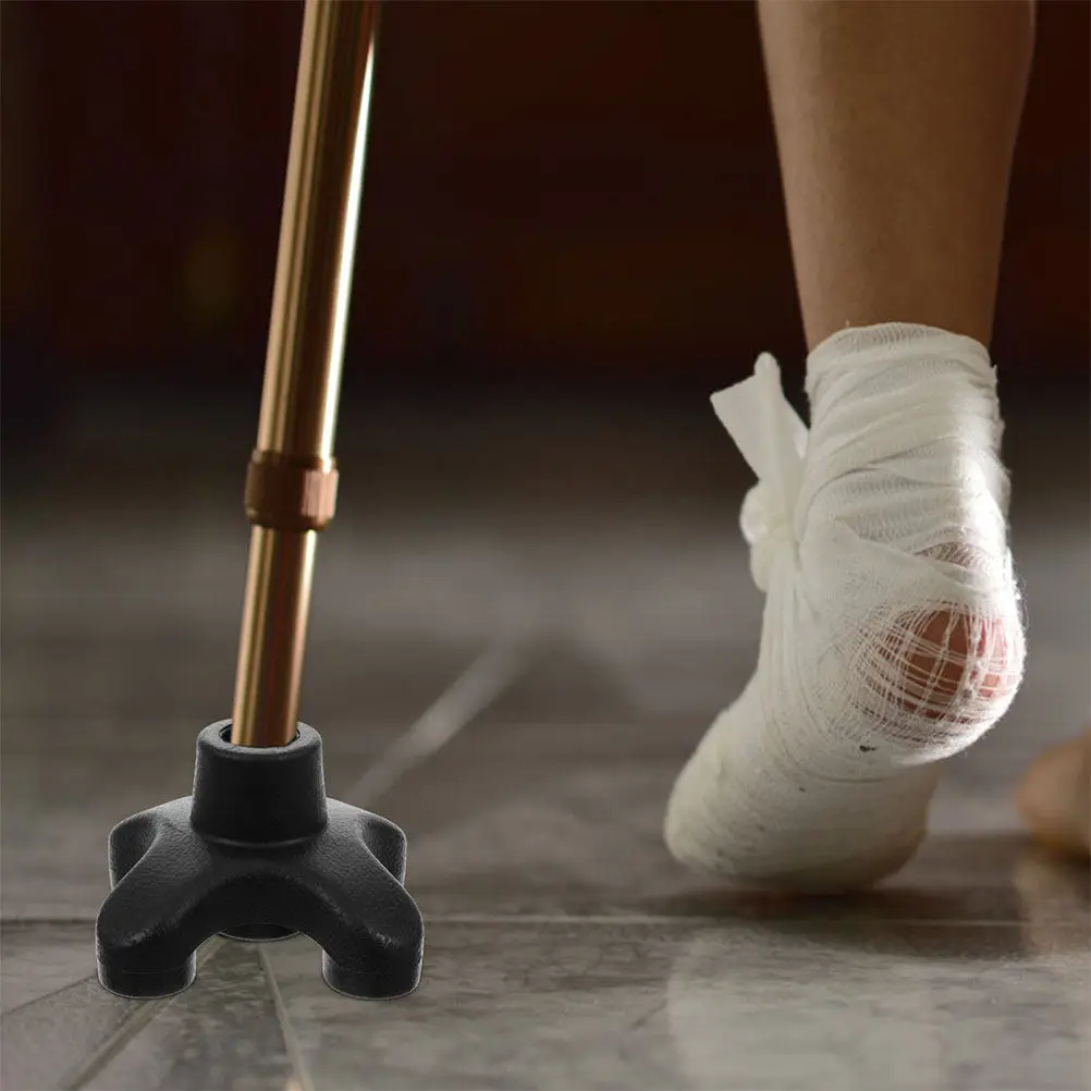 

2Pcs Elderly Walking Cane Replacement Tips Nonslip Rubber Quad Base 4 Prong Self Standing Foot Pads Enhanced Stability Safety