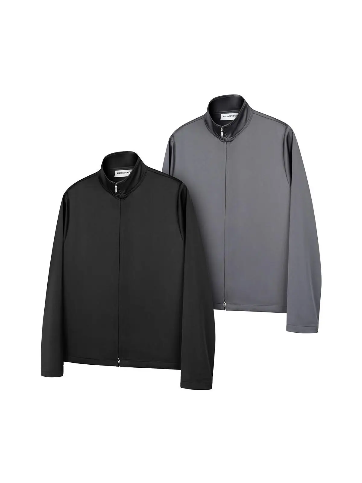 

American Retro Acetate Mixed Silk Spin Casual Zipper Men's irt Inner Wear Base Layer Spring Season Wear Resistant Thin Model