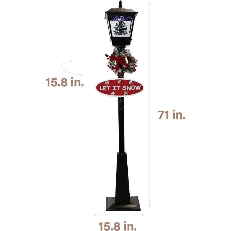 مزرعة 71 بوصة. مصباح شارع عيد الميلاد الموسيقي الثلجي باللون الأسود مع مشهد شجرة عيد الميلاد والثلج المتتالي والموسيقى #4