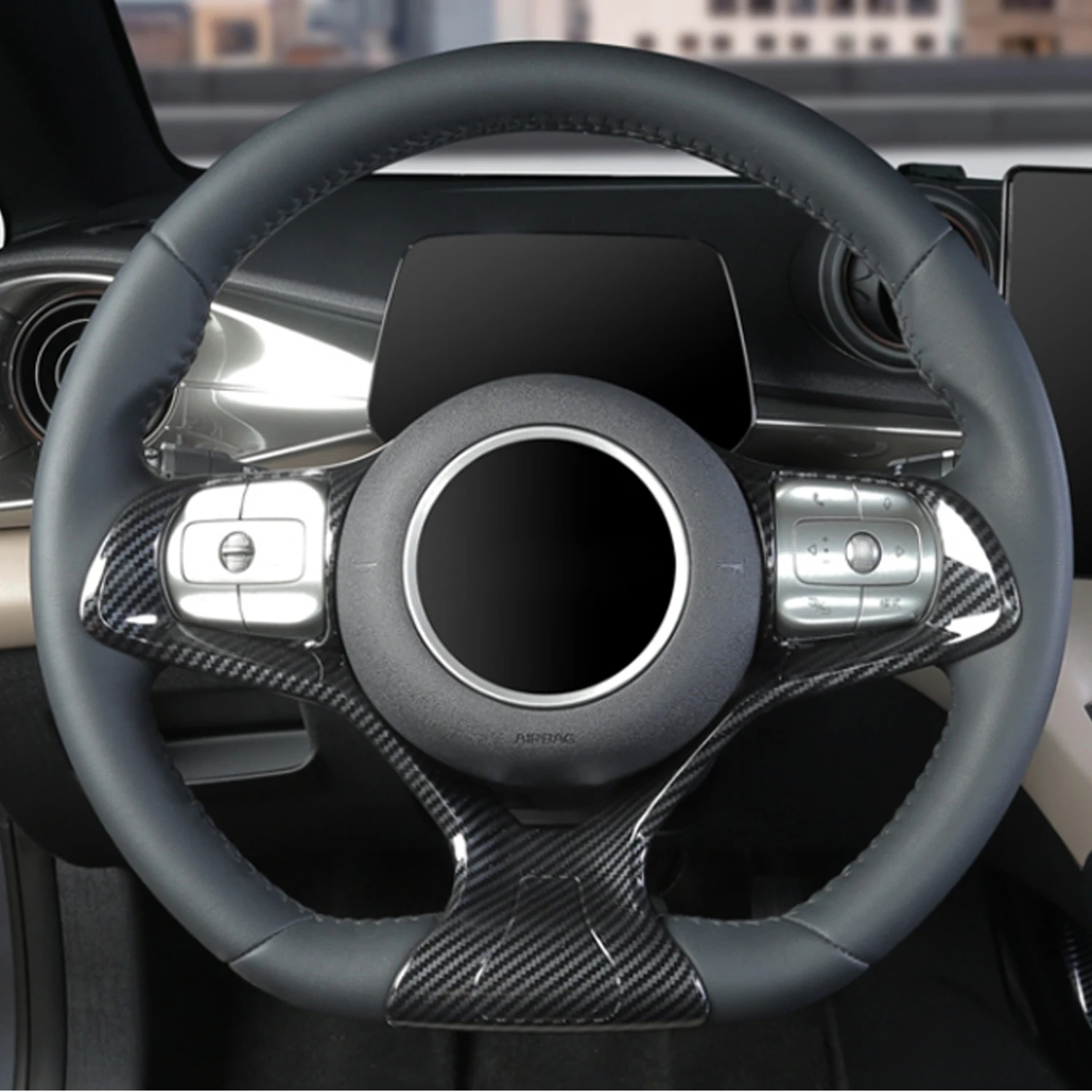 

for BYD Dolphin 2021-2025 ABS Carbon Fiber Steering Wheel Trim Cover Car Interior Styling Deco Excluding Smart Driving Model