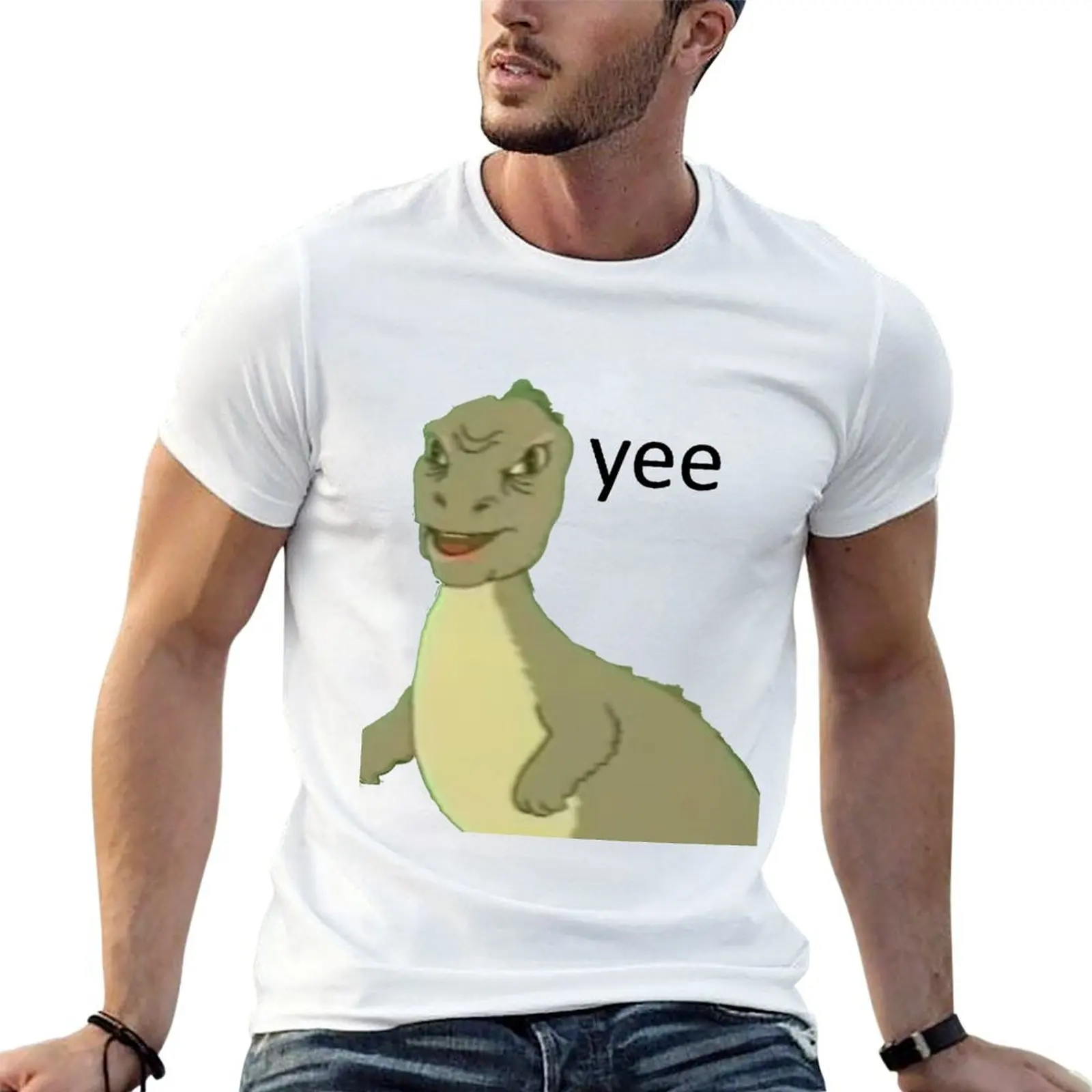 Футболка Yee [dinosaur maym :^)] (версия 1, качество видео, черный текст) Повседневная свободная футболка с короткими рукавами
