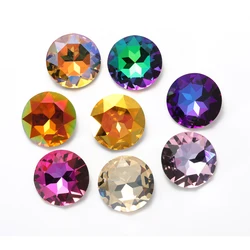 35mm 1201 Round Fancy Stones Glitter Strass Rhinestones DIY Craft Parts Pointback Glass Rhinestones For Sewing
