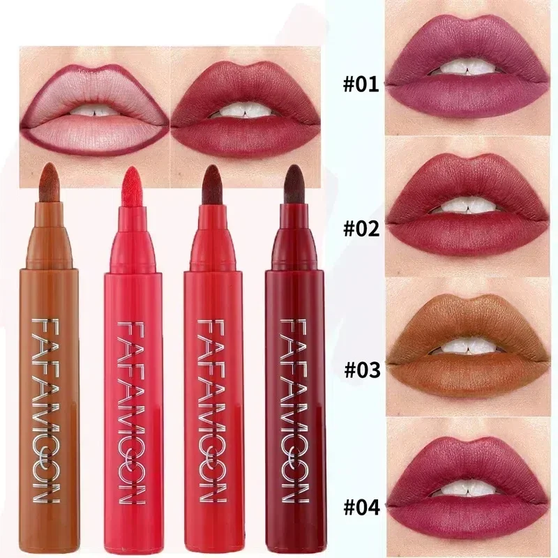 Rossetto Labbra Pennarello per tintura Idratante a lunga durata Lucidalabbra opaco impermeabile Lipliner Contorno Tazza antiaderente Rossetti Cosmetici