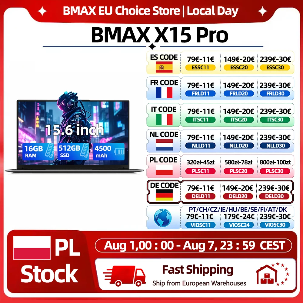 Portátil Bmax X15 Pro de 15.6 Pulgadas, 16 GB de RAM, 512 GB SSD, Procesador Intel de 12.ª Generación N100, Windows 11, 1920*1080, HDMI, Wifi, USB