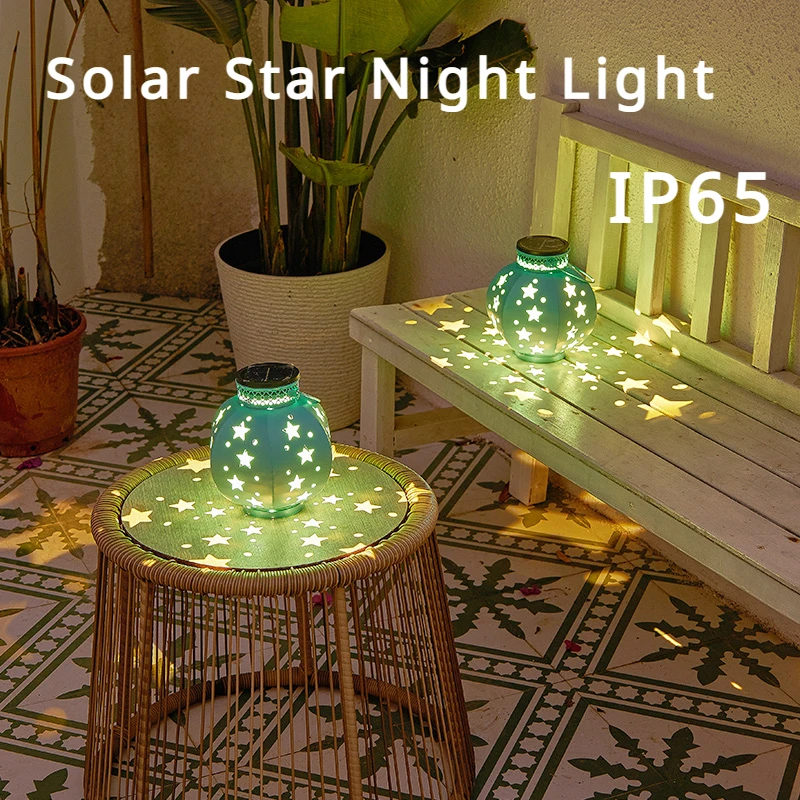 

Outdoor Solar Star Multi-color Night Light, Courtyard Garden LED Lawn Decorative Light, Iron Five Pointed Star Light and Shadow