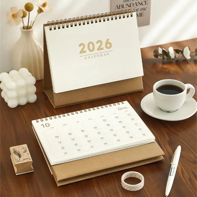 

2026 Desk Calendar Переплет с двойной камерой 16-месячный пробег с сентября 2025 года по декабрь 2026