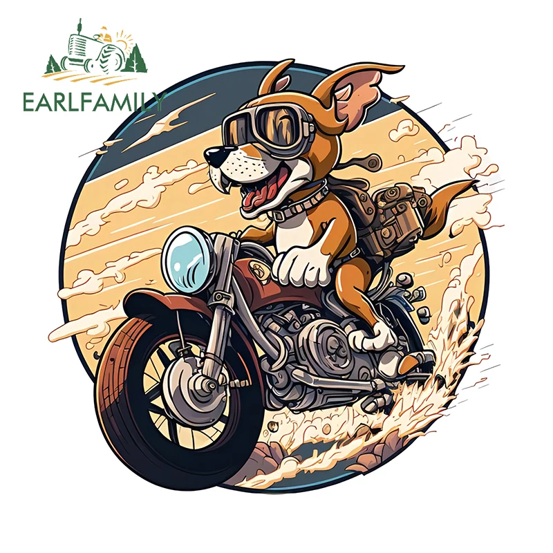 

EARLFAMILY 13cm X 12.4cm for Dog Motorbiker Car Decoration Accessories Amusing Decals Great Occlusion Scratch Car Stickers