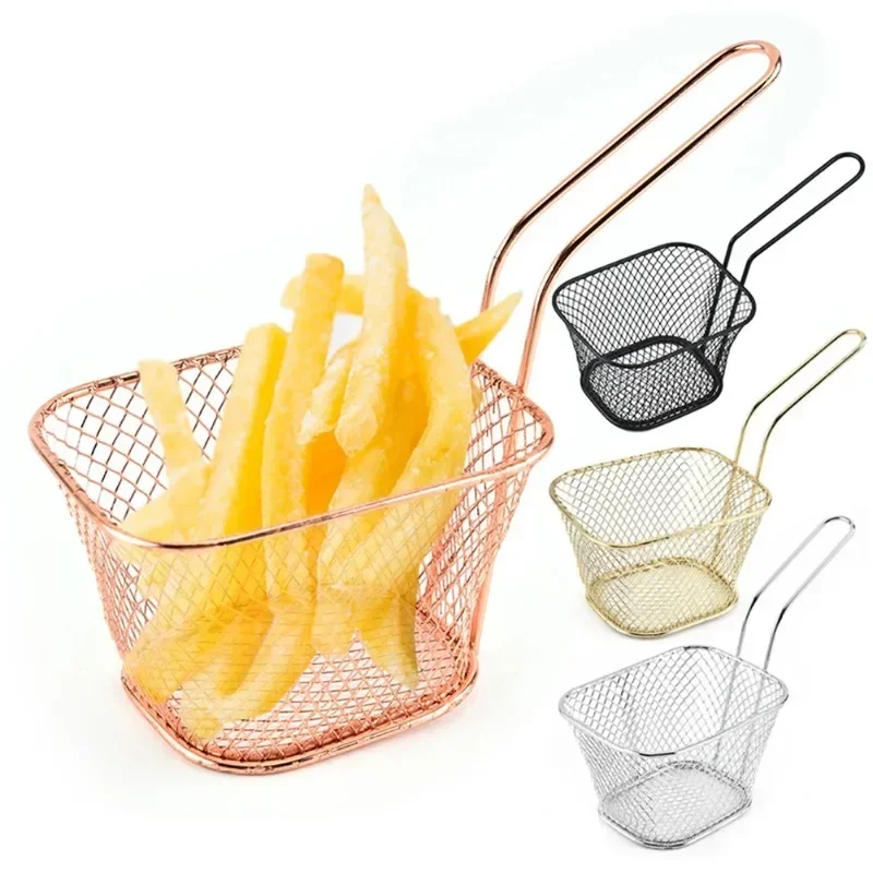 

Frying Snack Basket Oil Straining Stainless Steel Baskets Fries Chips Chicken Colander Tool for Household Kitchen Restaurant