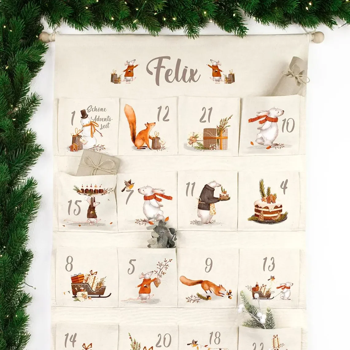 Custom Christmas Countdown Advent Calendar Personalized December Calendar Festive Wall Hanging Home Decor Holiday Keepsake