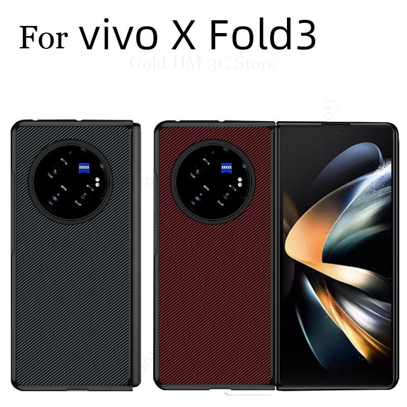 

Capa For vivo X Fold3 Pro Kevlar Carbon Fiber Leather Phone Case For Vivo X Fold 3 Pro Soft Silicone Bumper Cover For X Fold 2 3