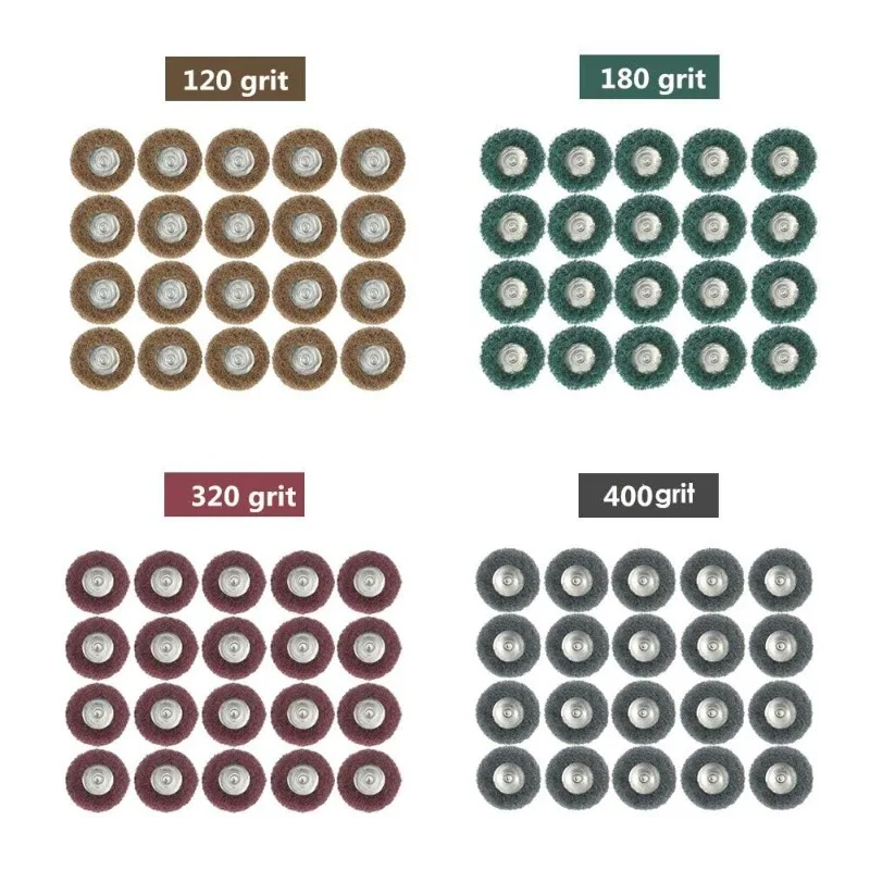 Rocaris 40 Pack 1 inch Abrasive Wheel Buffing Polishing Wheel Set for Rotary Tool 25mm