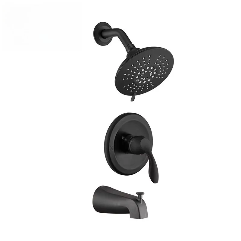 

Aquacubic UPC Certified Black Multifunctional Wall Mounted Brass Bathroom Shower Faucet