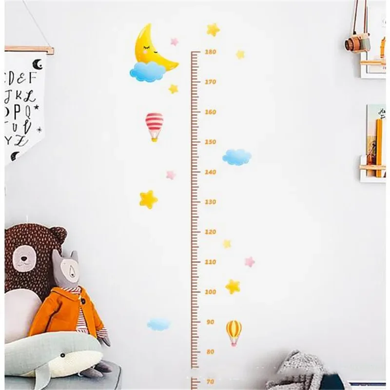 1PC Cute Cartoon Star Moon Child Growth Height Ruler DIY Height Sticker for Kids Room Bedroom Measuring Stickers Nursery School