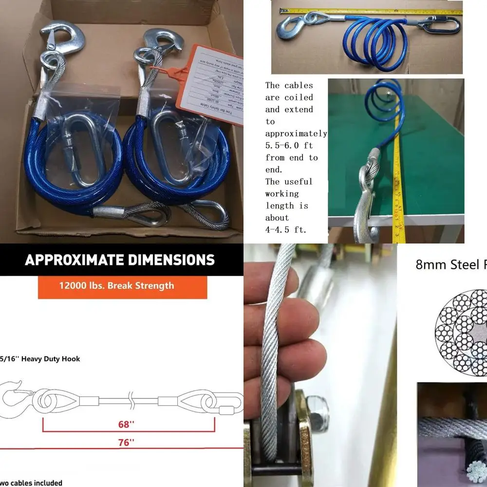 Trailer Safety Chains Cables 68 inch for Towing Bar，12000 Lbs Loading one Pair（Two Pack）