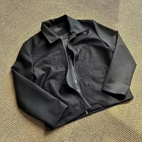 Streetwear New Fashion Oversized Pattern Embroidered Baggy Jacket Men And Women Y2K Gothic Hip Hop Popular Couple Windbreaker