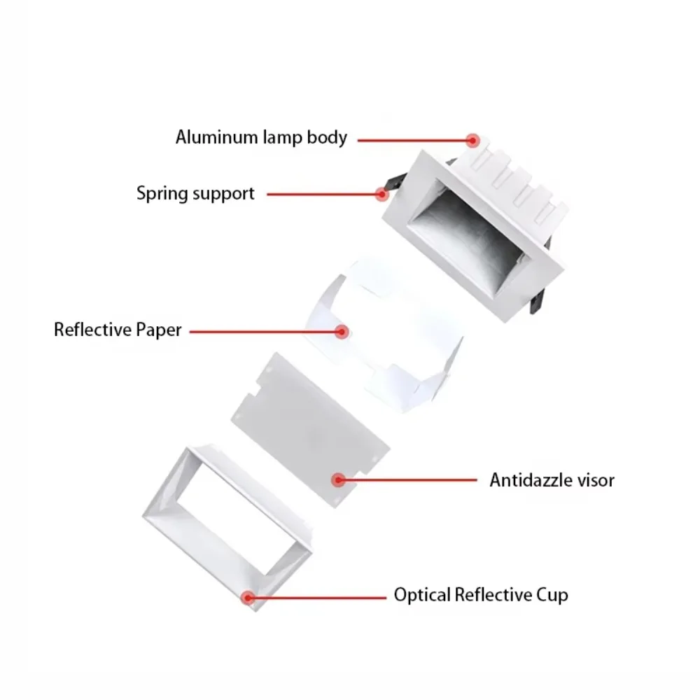 Picture 3: Square Recessed LED Downlight Ceiling Mounted Anti-Glare LED Downlight for Home Office and Living Room