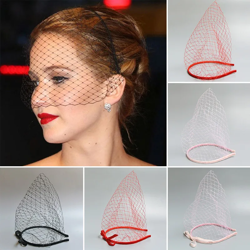 Bridal Elegant Birdcage Short Veil White Black Headband Retro Brides Face Cover Mesh Mask Veil Wedding Hair Jewelry Accessories