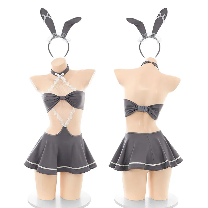 

Japanese Bunny Girl Lace Uniform Cute Maid Outfit Cosplay Costumes Hollow Out Anime Sweet Rabbit Role Play Temptation Dress Suit