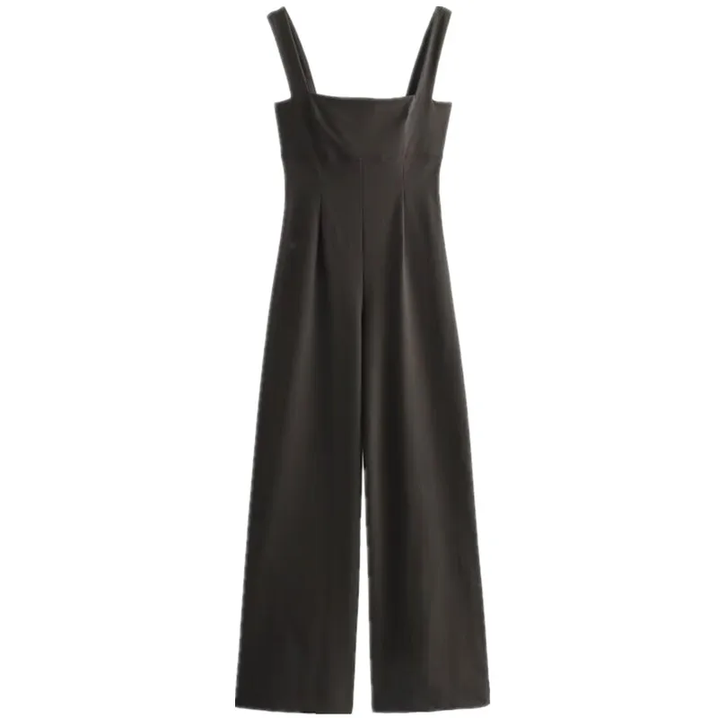 

Fall Winter Women's Long One-Piece Suit High-tech Fabric Strap mid Waist Versatile Long Pants Faionable All-match Design