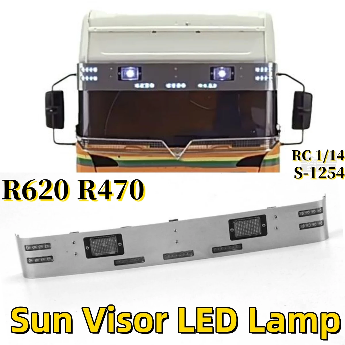 sun-visor-lamp-led-3v-metal-lighting-set-s-1254-for-1-14-tamiya-rc-r620-r470-truck-romote-contol-trailer-tipper-truck-toy-parts