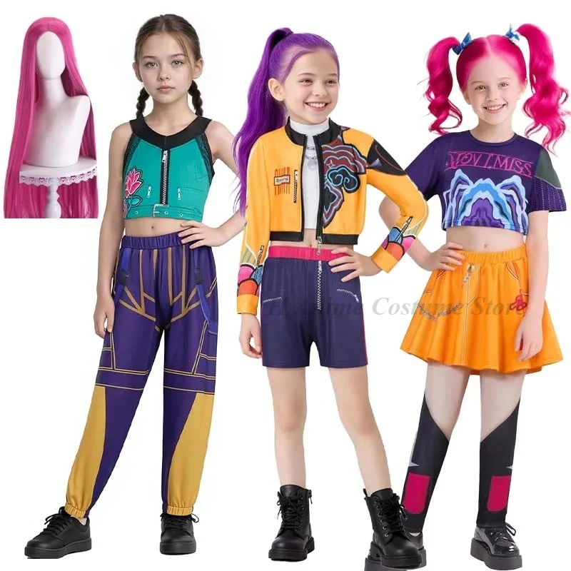 

Anime Character Zoey Cosplay Costumes Demon Rumi Mira Role Play Uniform Full Set Top Pants Hunters Halloween Dress Up Suits