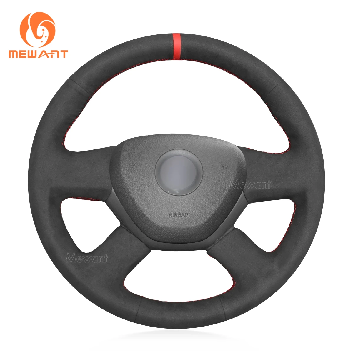 

MEWANT Black Suede Genuine Leather Steering Wheel Covers for Skoda Octavia Fabia 2013 2014