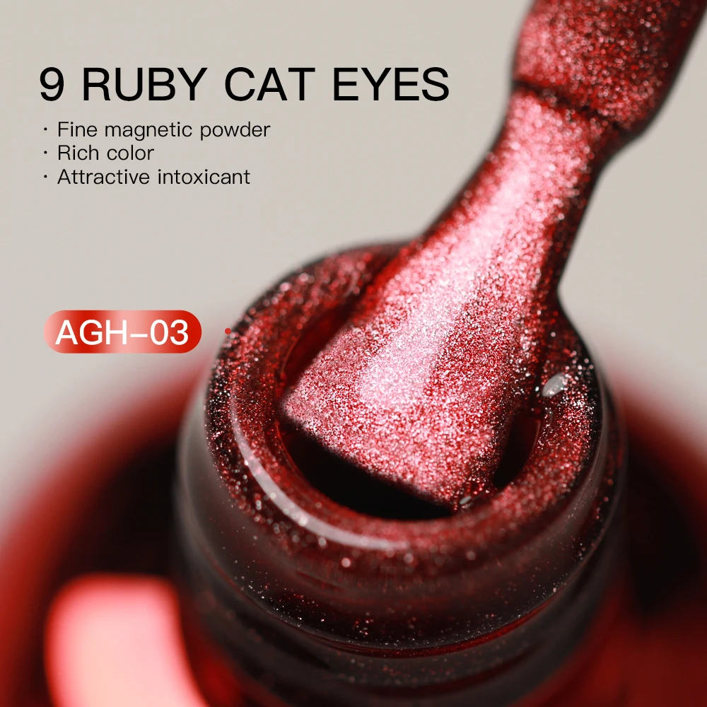 AS 15ml Cherry Ruby Red Cat Eye Gel Nail Polish Chameleon Magnetic Gel Soak Off UV LED Cateye Nail Varnish Gel For Manicure