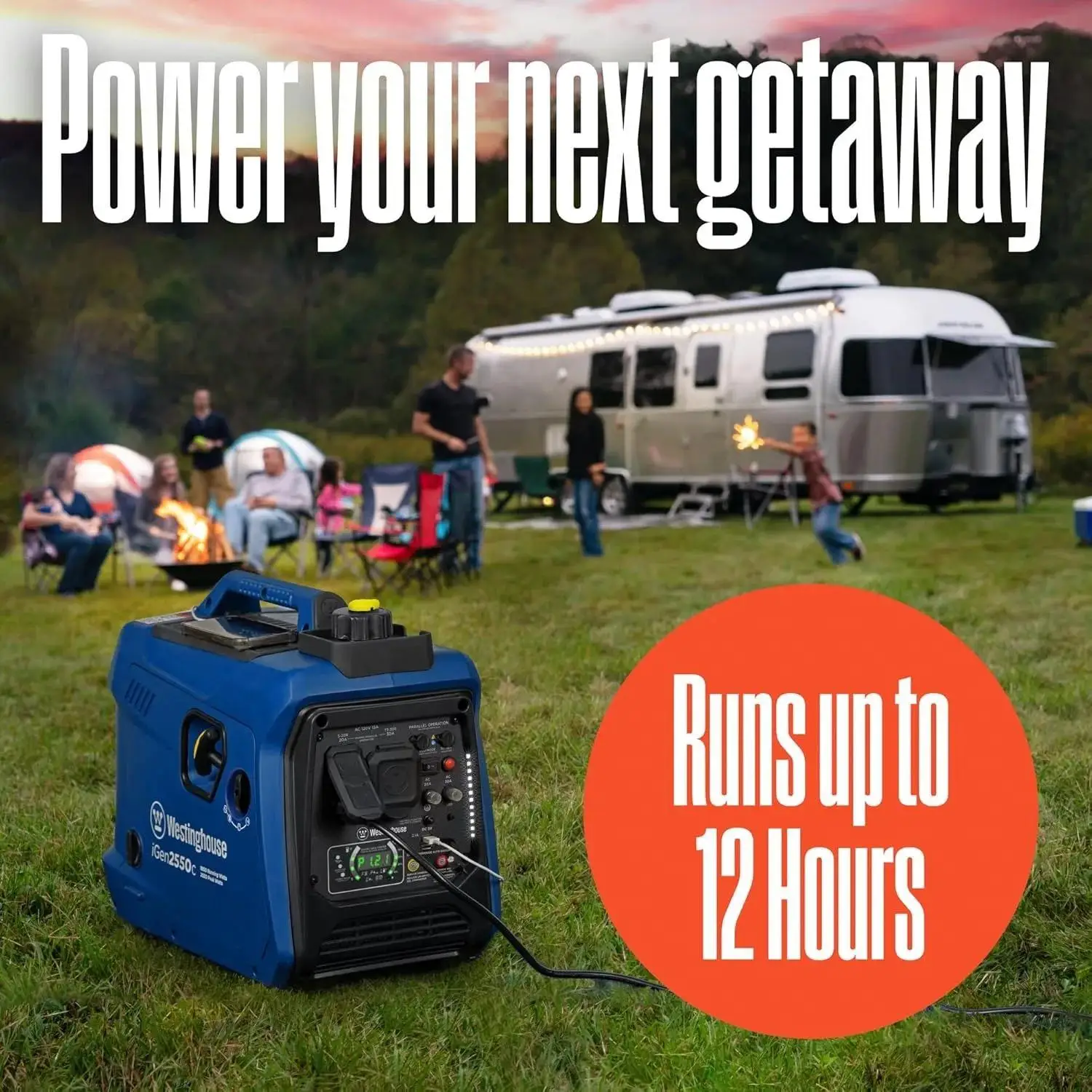 2550 Peak Watt Super Quiet & Lightweight Portable Inverter Generator, RV Ready 30A Outlet, Gas Powered, CO Sensor