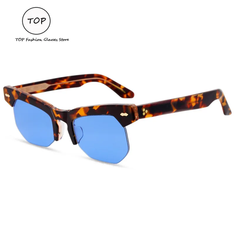 

Top New Handmade Sheet Half Frame Men's Sunglasses UV400 High Quality Fashion Trend UV Protection Sunglasses for Women