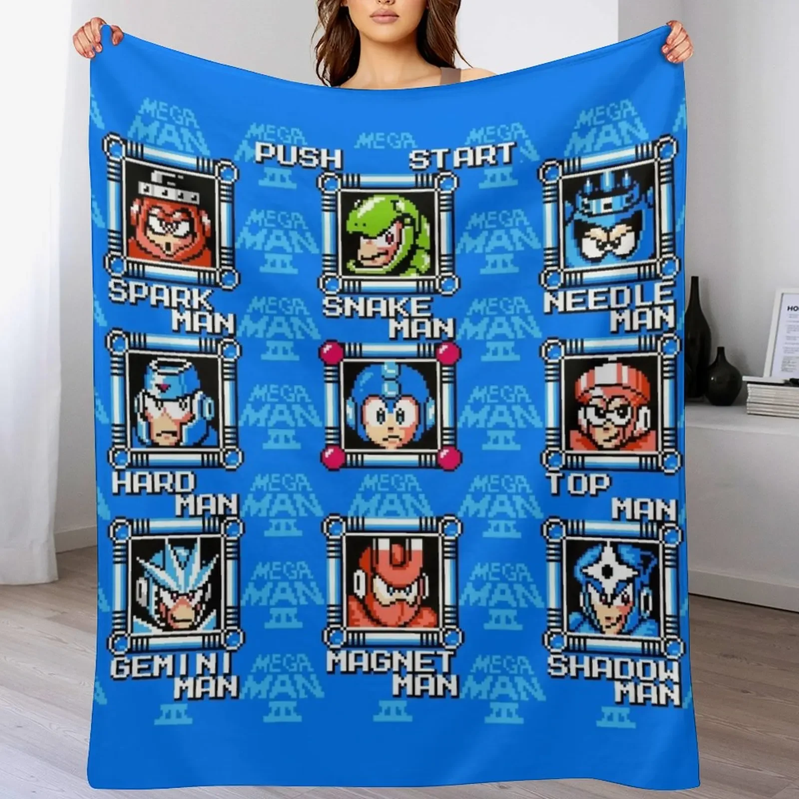

Megaman 3 stage select Throw Blanket Softest Luxury decorative Soft Blankets