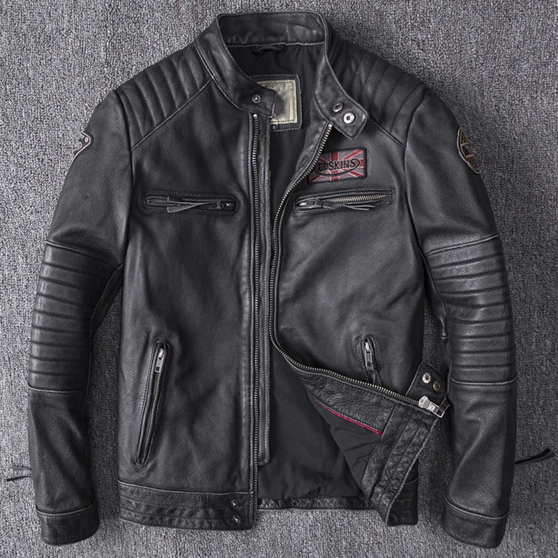 

Name Brand Mens 2023 Cow Leather Jackets 4XL 5XL Streetwear Vintage Automotive Genuine Leather Jacket Coats Winter Clothing A857