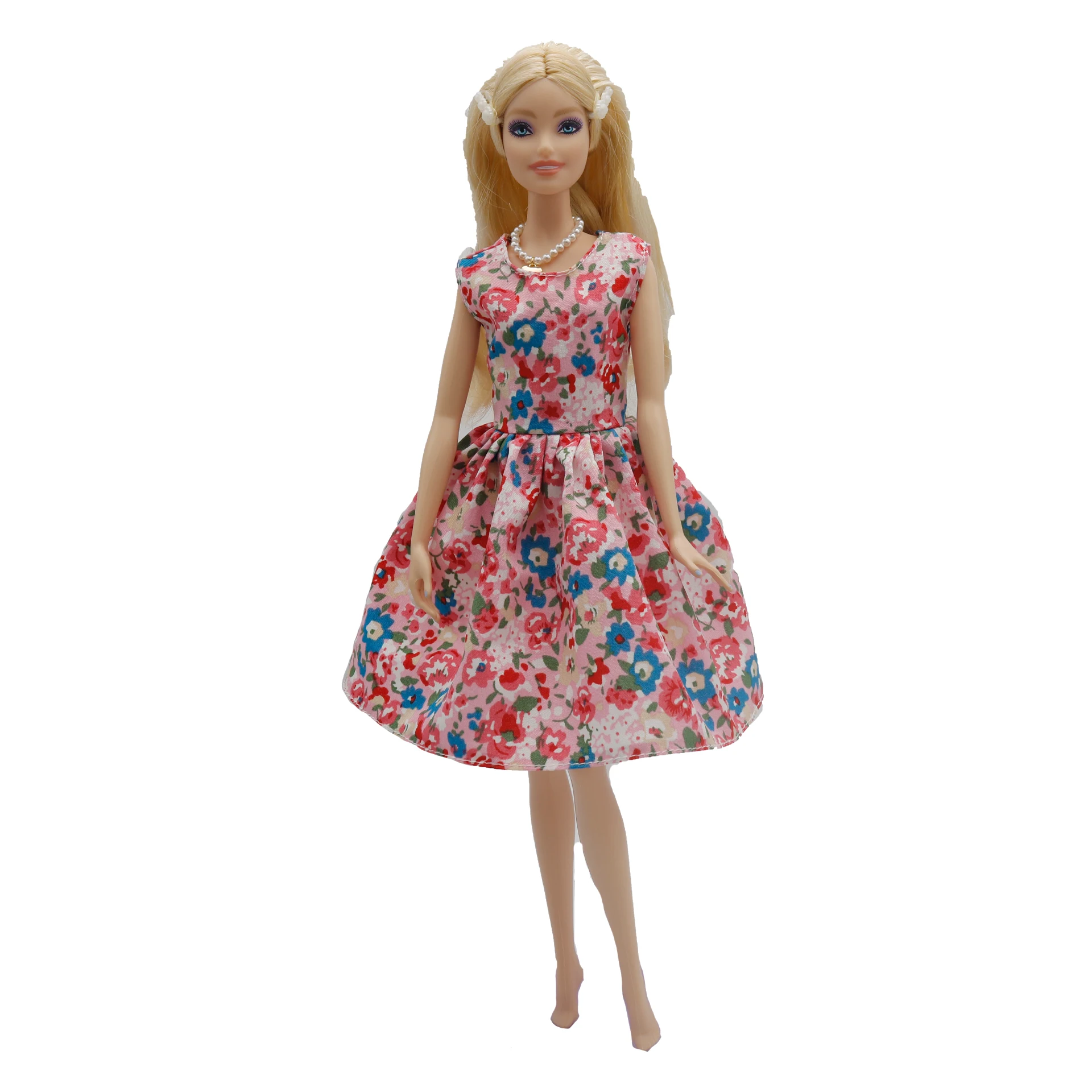 Vestido elegante sin mangas con patrón de flores para muñeca, accesorios de uso diario, ropa para Barbies, 30cm, 1/6