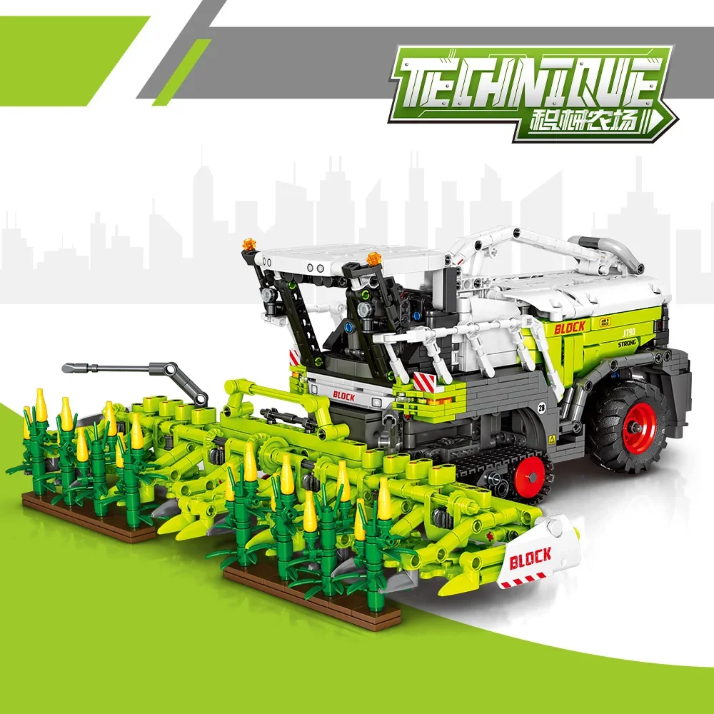 2023PCS Corn Tractor Harvester Building Block Kits, City Truck Farm Construction Vehicles Set Toys for Adults Boys Girls