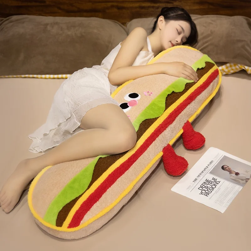 60/90/120cm Cartoon Food Long Plush Pillow Soft Stuffed Chubby Huggable Pillow Hamburger Cookies Kawaii Room Decor Kids Gifts