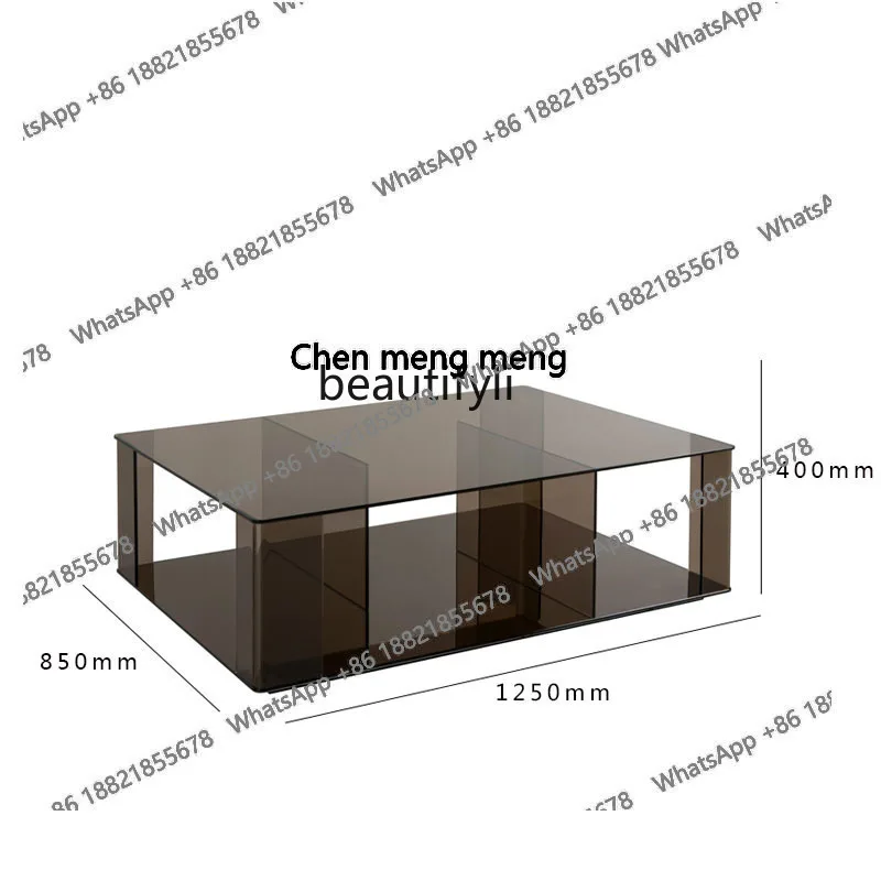 Italian minimalist tempered glass tea table post-modern rectangular sofa coffee table designer personalized coffee table H