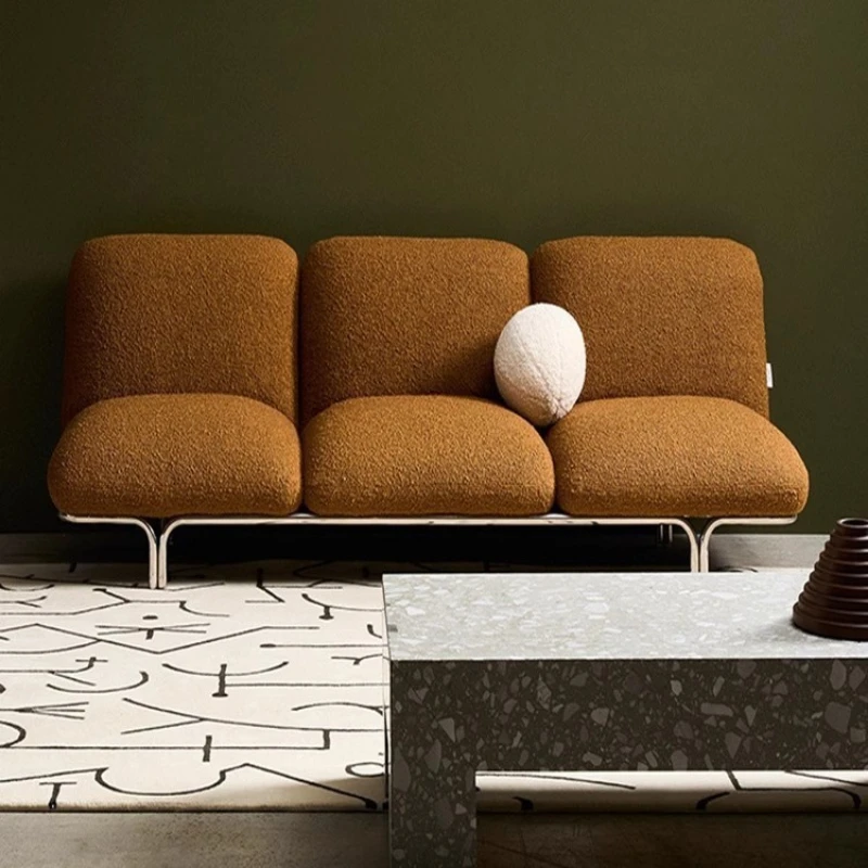 Lamb wool fabric single lazy sofa French medieval bed and breakfast sofa